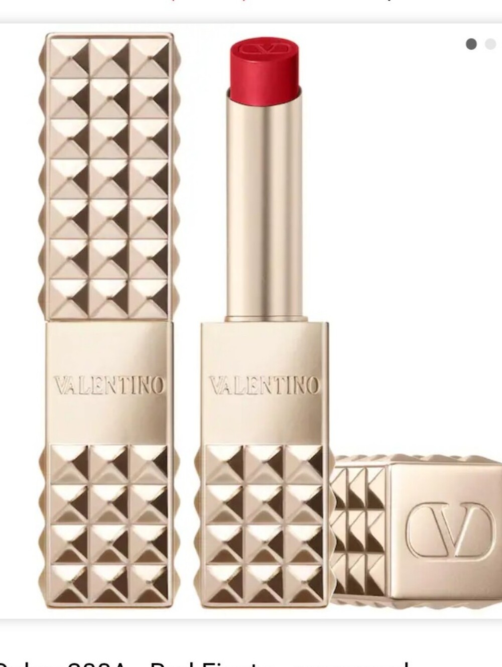 Valentino Studded Buttery Matte Lipstick Red Fiesta Reyail $48 Nib